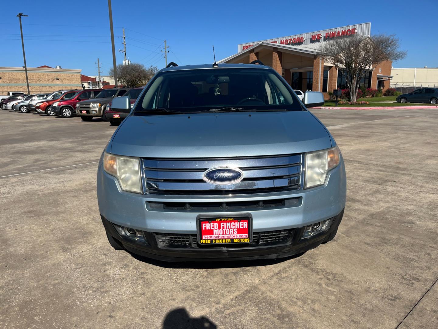 2008 blue /black Ford Edge SEL FWD (2FMDK38C98B) with an 3.5L V6 DOHC 24V engine, 6-Speed Automatic Overdrive transmission, located at 14700 Tomball Parkway 249, Houston, TX, 77086, (281) 444-2200, 29.928619, -95.504074 - Photo#1